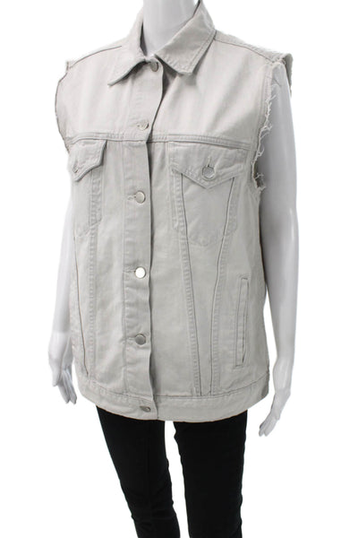 J Brand Womens Gray Denim Sleeveless Button Vest Size M