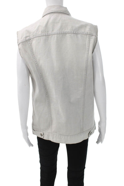 J Brand Womens Gray Denim Sleeveless Button Vest Size M