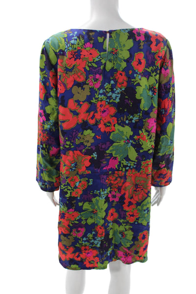 J Crew Women Shift Dress Floral Silk Long Sleeve Multicolor Size 10