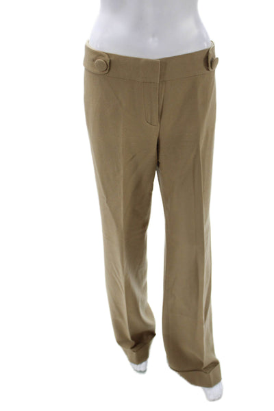 J Crew Womens Beige Wool Dress Pants Button Closure Inseam 34 Size 4