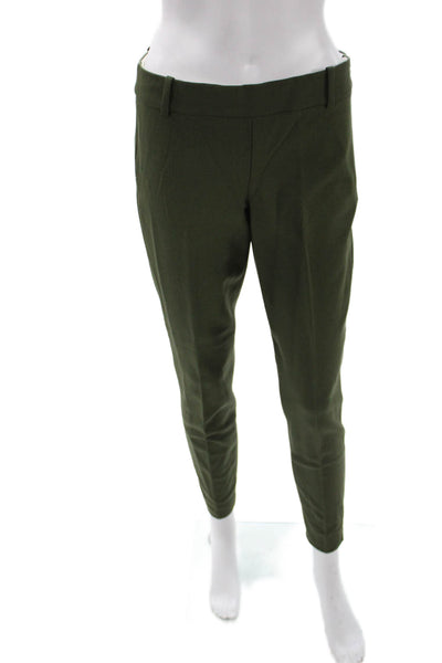 J Crew Women Ankle Pants Green 55% Wool Zip Solid Inseam 28 Size 2