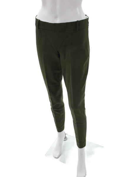 J Crew Women Ankle Pants Green 55% Wool Zip Solid Inseam 28 Size 2
