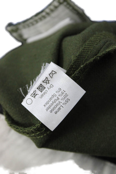J Crew Women Ankle Pants Green 55% Wool Zip Solid Inseam 28 Size 2