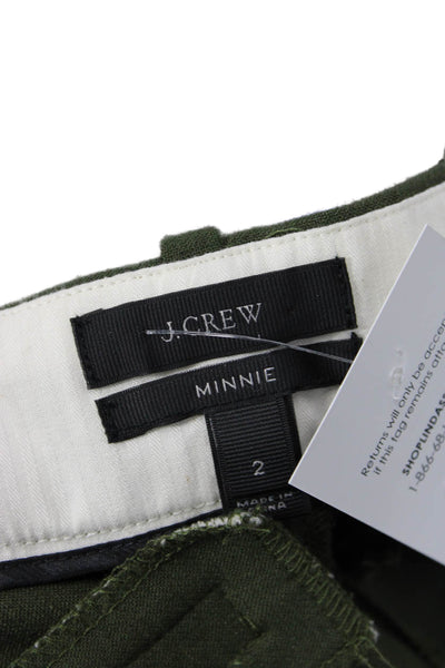J Crew Women Ankle Pants Green 55% Wool Zip Solid Inseam 28 Size 2