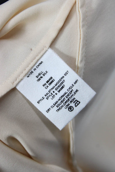 Theory Womens Silk Sleeveless Tunic Tank Beige Round Neck Pullover Size L