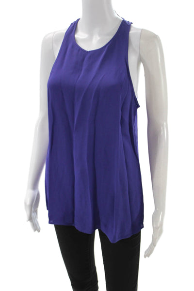 J Crew Womens Basic Sleeveless Tank Purple Viscose Round Neck Button Size 10