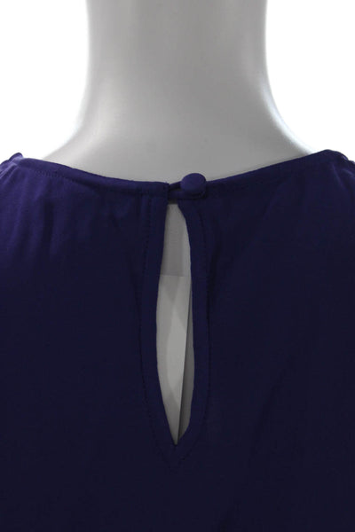 J Crew Womens Basic Sleeveless Tank Purple Viscose Round Neck Button Size 10