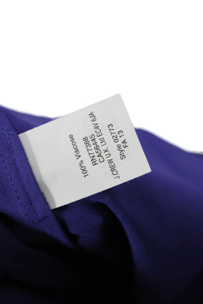 J Crew Womens Basic Sleeveless Tank Purple Viscose Round Neck Button Size 10
