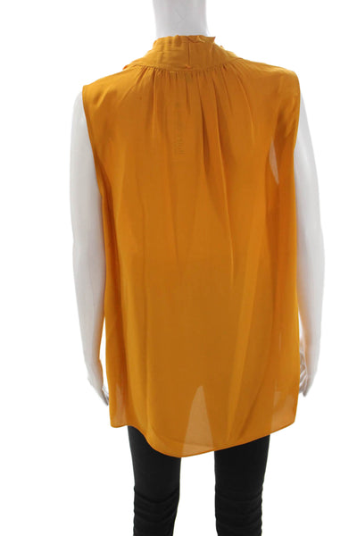 Kobi Halperin Women Silk V-Neck Sleeveless Basic Blouse Yellow Size L
