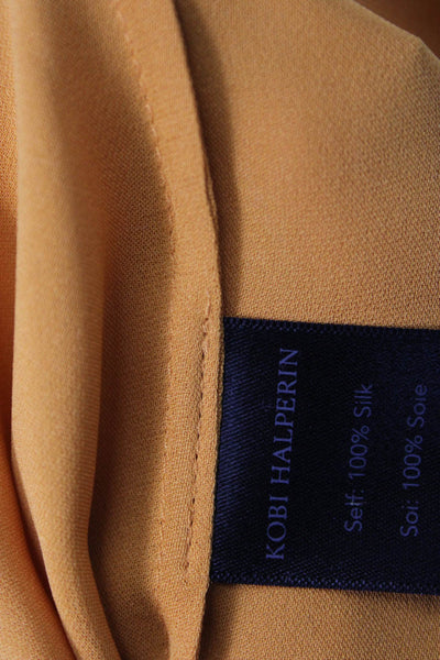 Kobi Halperin Women Silk V-Neck Sleeveless Basic Blouse Yellow Size L