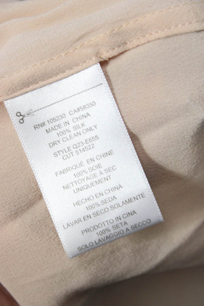 Equipment Femme Womens Silk Tunic Blouse Beige Button Long Sleeve Size M