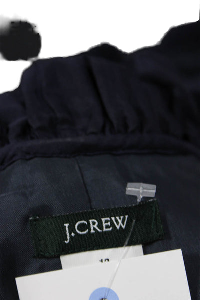 J Crew Women Wool Blue Basic Jacket Long Sleeve Hook & Loop Size 12