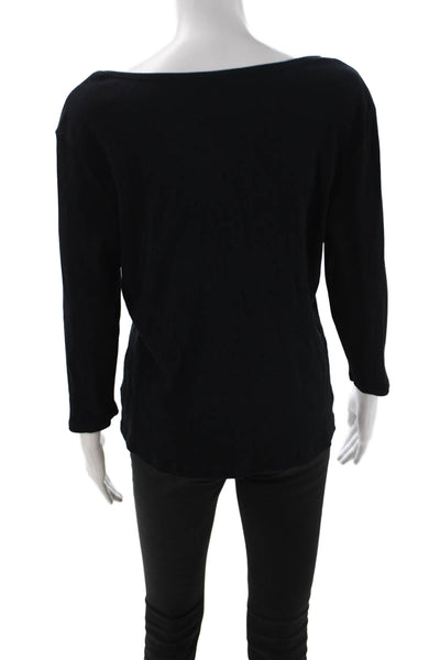 Tahari Women Basic Black Scoop Neck Rayon 3/4 Sleeve T-Shirt Size XL