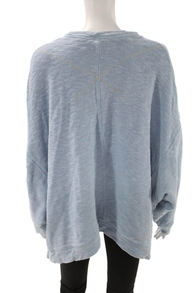 We The Free Women Pullover Cotton Crewneck Long Sleeve Sweatshirt Blue Size S