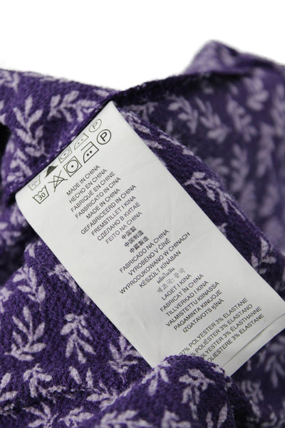 Michael Michael Kors Women Purple Floral V-Neck Long Sleeve Blouse Size L
