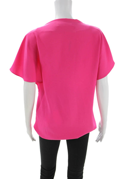 Trina Turk Women Pink Cowl Neck Short Sleeve Blouse Polyester Blend Size S