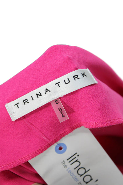 Trina Turk Women Pink Cowl Neck Short Sleeve Blouse Polyester Blend Size S