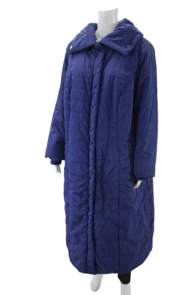 Dennis Basso Women Puffer Jacket Blue Zip Polyester Long Sleeve Size 1XP