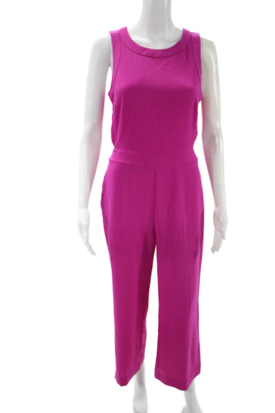 Rachel Rachel Roy Womens Pink Sleeveless Jumpsuit Round Neck Zip Poly Size 4