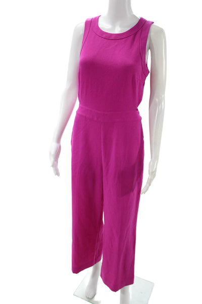 Rachel Rachel Roy Womens Pink Sleeveless Jumpsuit Round Neck Zip Poly Size 4