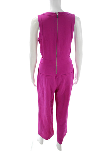 Rachel Rachel Roy Womens Pink Sleeveless Jumpsuit Round Neck Zip Poly Size 4