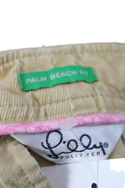 Lilly Pulitzer Womens Chino Pants Beige Button Closure 32 Inseam Size 6