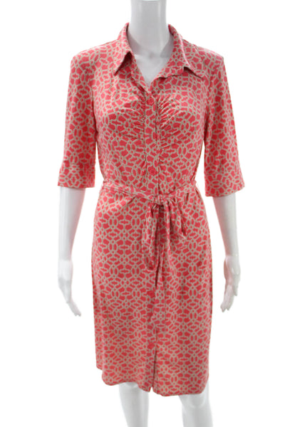 Laundry by Shelli Segal Womens Shirt Dress Pink Collared Half Sleeve Size 8