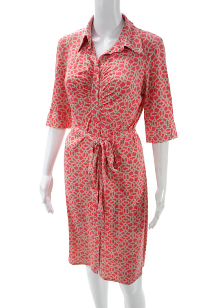 Laundry by Shelli Segal Womens Shirt Dress Pink Collared Half Sleeve Size 8