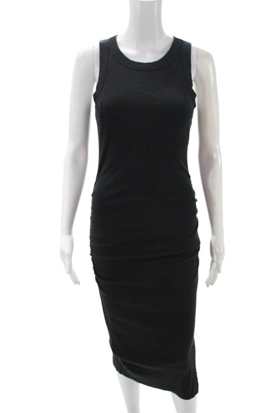 Michael Stars Womens Bodycon Sleeveless Black Cotton Midi Dress Size XS