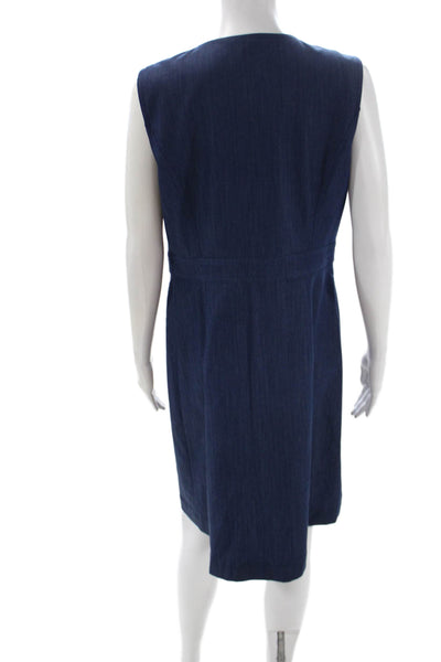 Calvin Klein Women Sheath Dress Blue Sleeveless Mid-Calf Zip Size 12