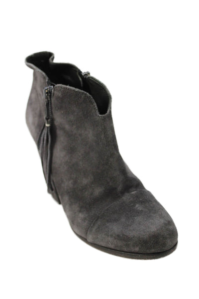 Rag & Bone Women's Suede Leather Block Heel Ankle Boots Gray Size 36