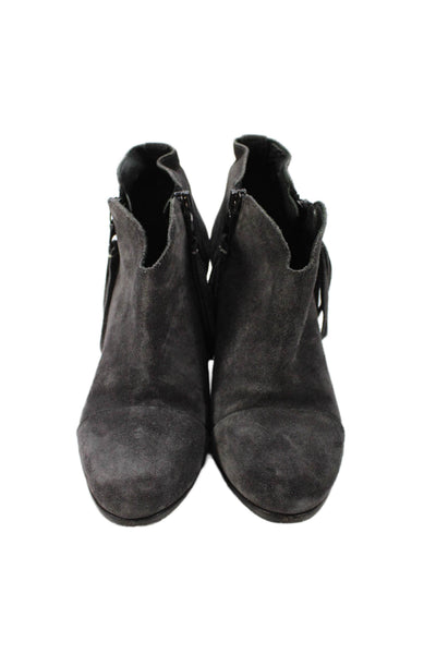 Rag & Bone Women's Suede Leather Block Heel Ankle Boots Gray Size 36