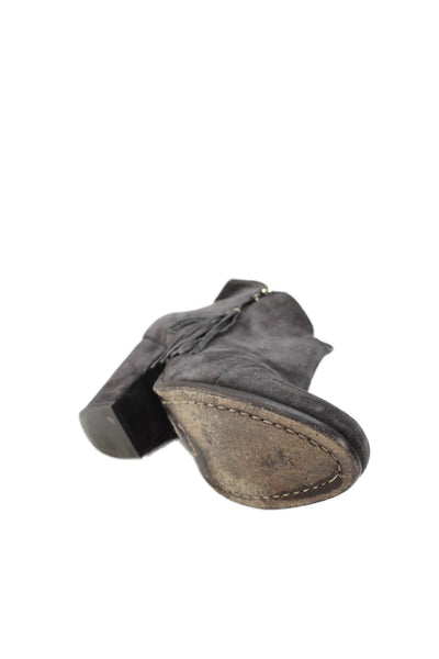 Rag & Bone Women's Suede Leather Block Heel Ankle Boots Gray Size 36