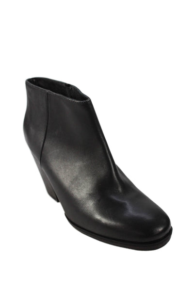 Rachel Comey Women's Round Toe Leather Block Heel Ankle Boots Black Size 6