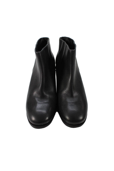 Rachel Comey Women's Round Toe Leather Block Heel Ankle Boots Black Size 6
