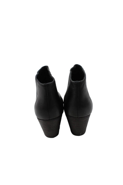 Rachel Comey Women's Round Toe Leather Block Heel Ankle Boots Black Size 6