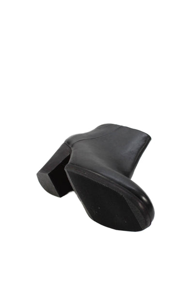 Rachel Comey Women's Round Toe Leather Block Heel Ankle Boots Black Size 6