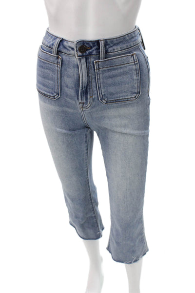 Hidden Womens Cropped Mid-Rise Blue Cotton Jeans Button Size 25