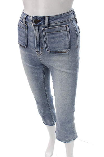 Hidden Womens Cropped Mid-Rise Blue Cotton Jeans Button Size 25