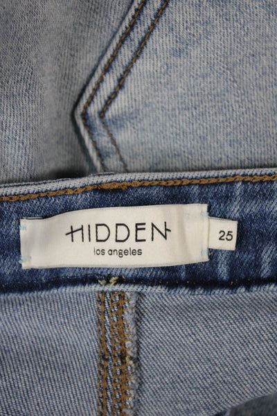 Hidden Womens Cropped Mid-Rise Blue Cotton Jeans Button Size 25