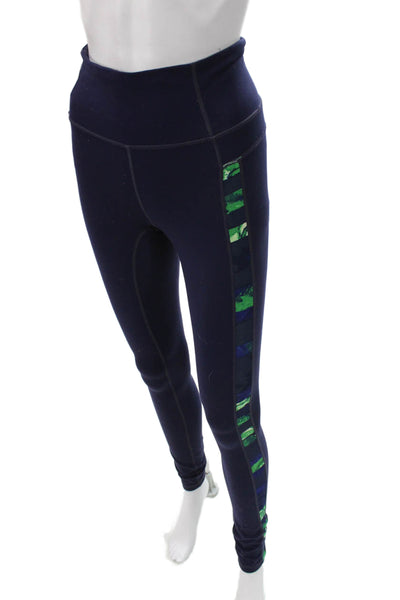 Athleta Womens Blue Colorblock Nylon Ankle Leggings Size 2XS