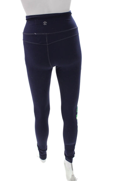 Athleta Womens Blue Colorblock Nylon Ankle Leggings Size 2XS