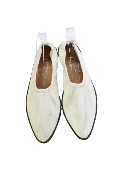 Raquel Allegra Womens Leather Pointed Toe Flats White Size 39 9