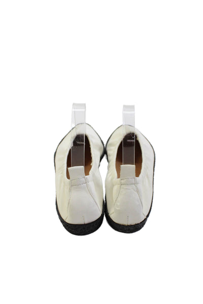 Raquel Allegra Womens Leather Pointed Toe Flats White Size 39 9