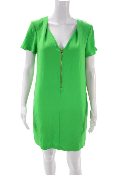 Trina Turk Women Shift Dress Green V-Neck Short Sleeve Size 2