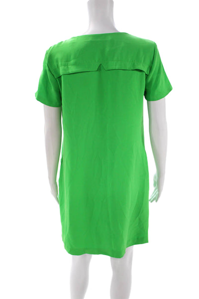 Trina Turk Women Shift Dress Green V-Neck Short Sleeve Size 2