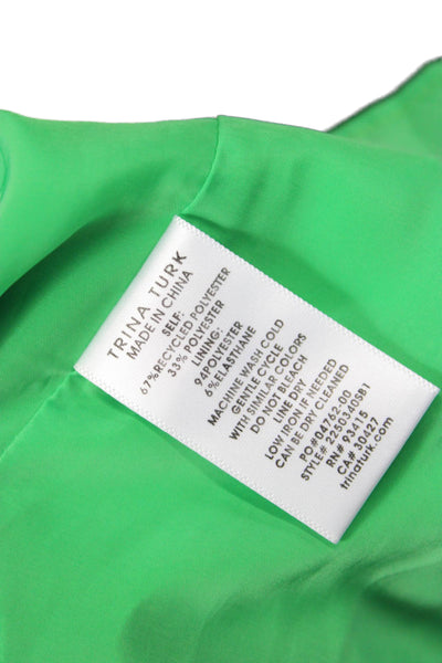 Trina Turk Women Shift Dress Green V-Neck Short Sleeve Size 2