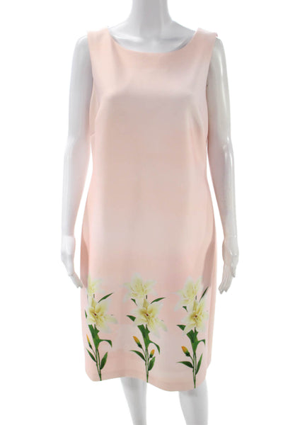 Calvin Klein Women Pink Sleeveless Boat Neck Shift Dress Knee Length Size 14