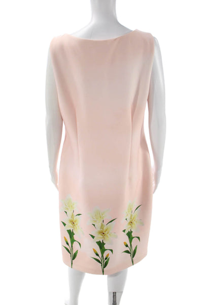 Calvin Klein Women Pink Sleeveless Boat Neck Shift Dress Knee Length Size 14
