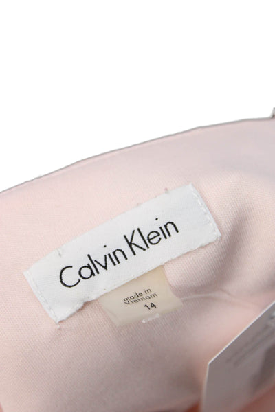 Calvin Klein Women Pink Sleeveless Boat Neck Shift Dress Knee Length Size 14